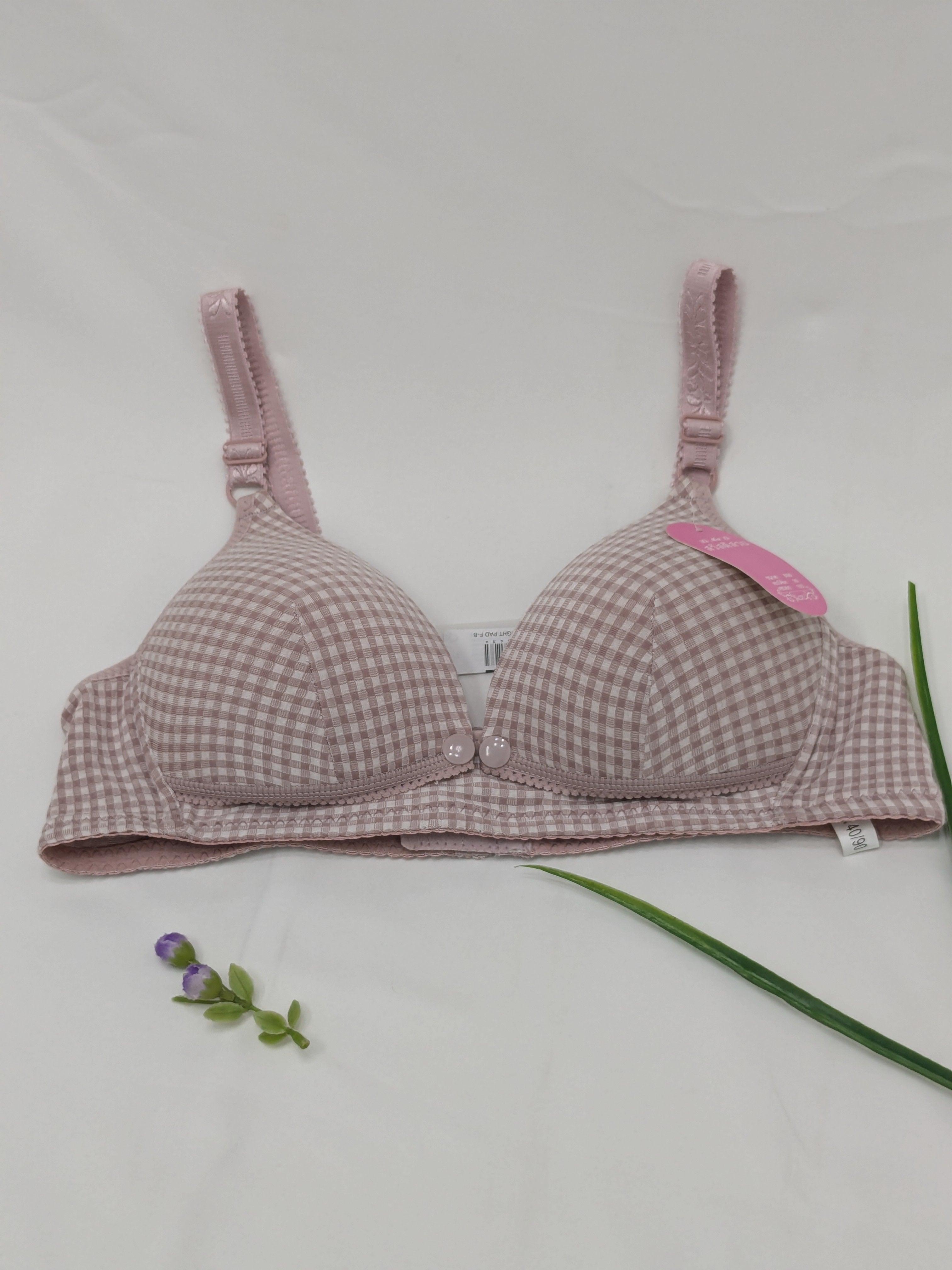 Front Open Cheque Light Pad Feeding Bra