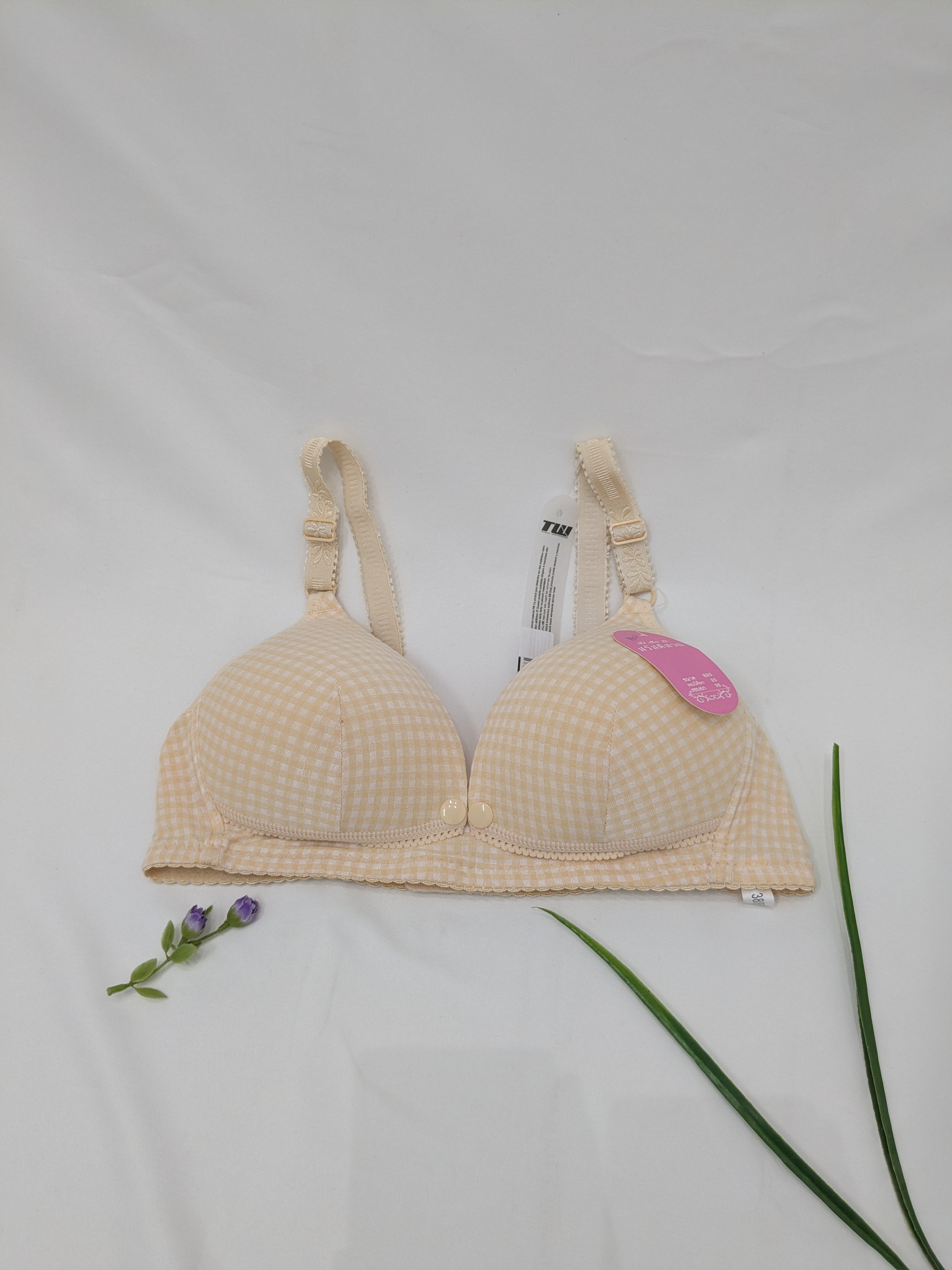 Front Open Cheque Light Pad Feeding Bra