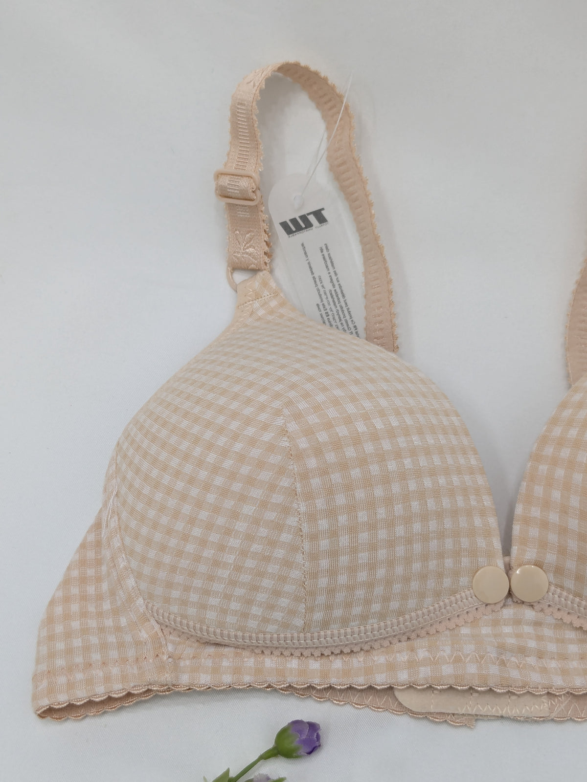 Front Open Cheque Light Pad Feeding Bra