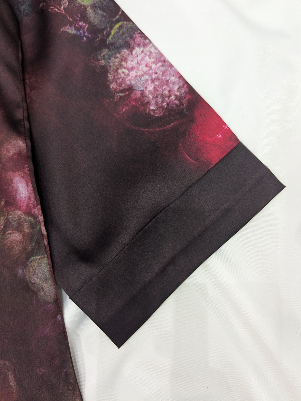 Burgundy Floral Printed Silk 2-Piece Co-ord Set