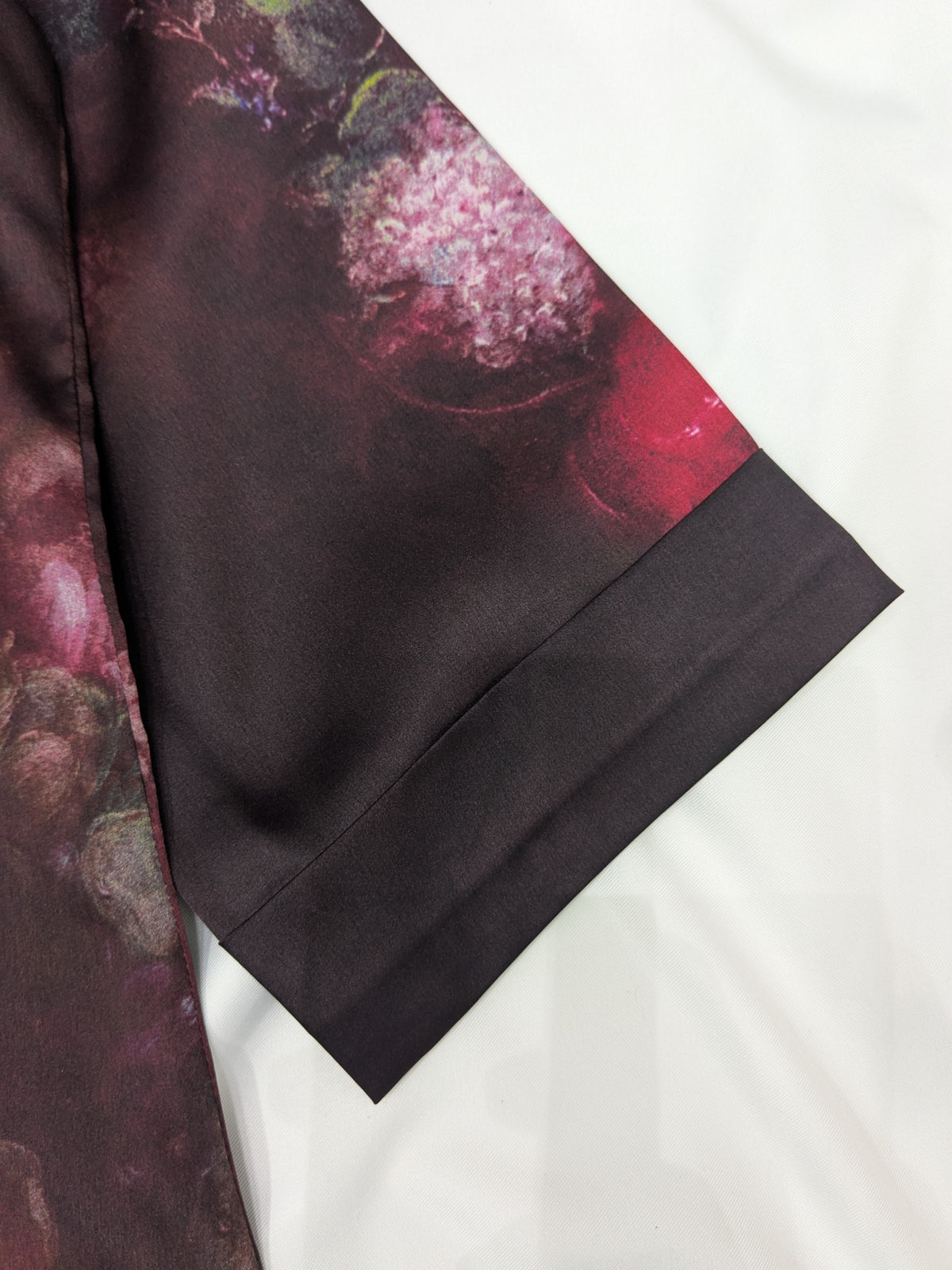Burgundy Floral Printed Silk 2-Piece Co-ord Set