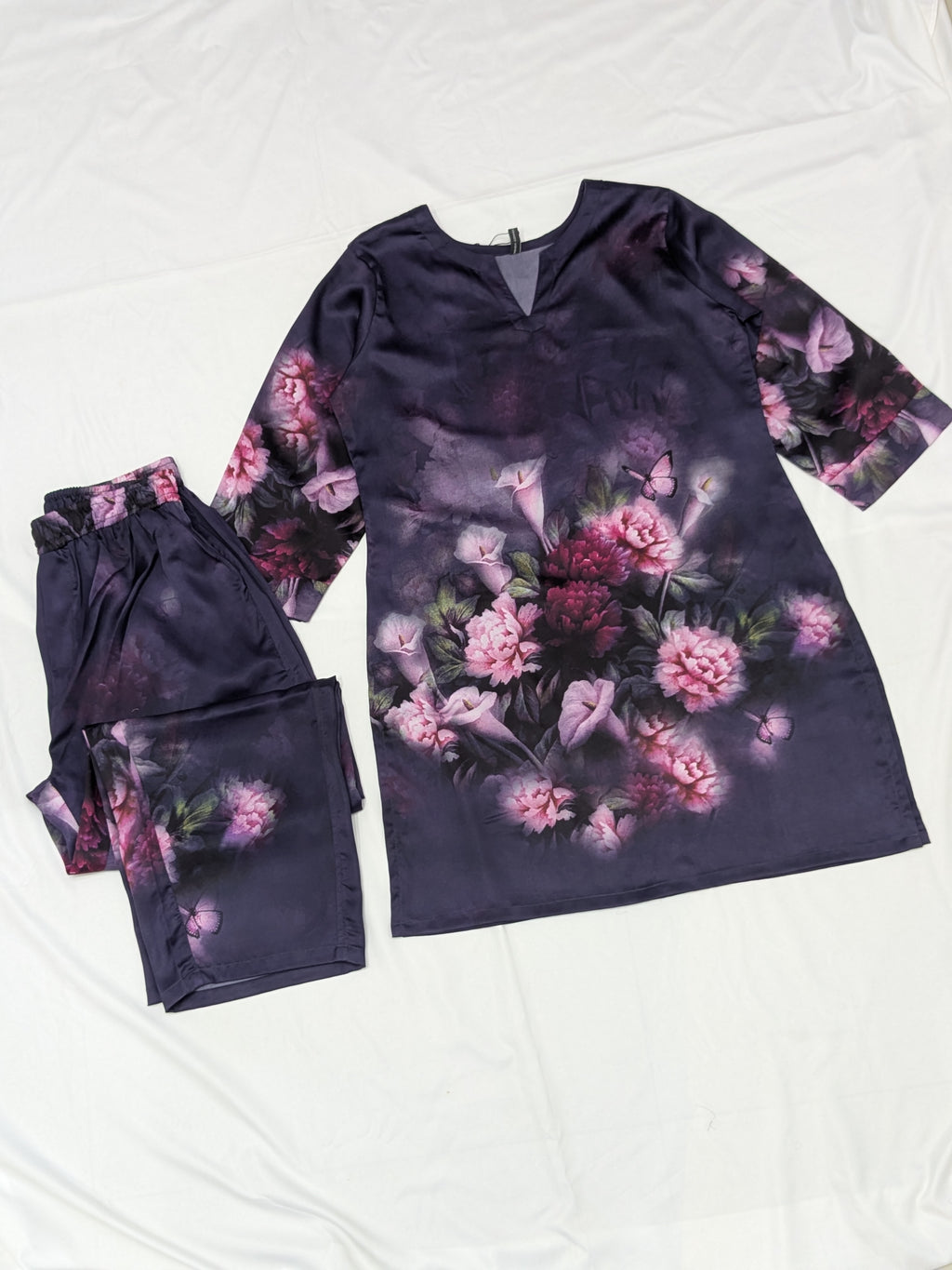 Deep Purple Floral Elegance Co-ord Set